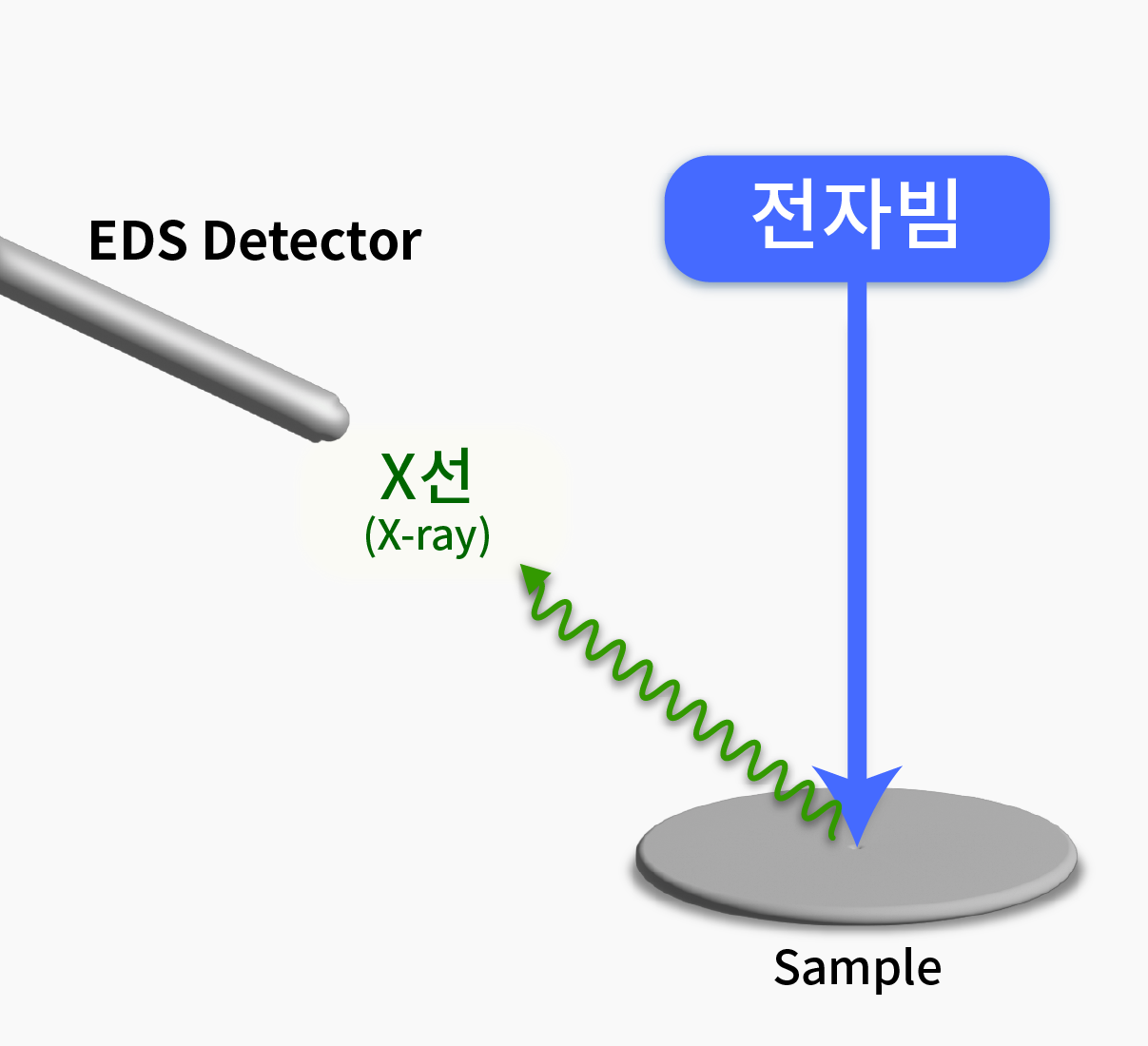 전자빔으로 인한 X선의 발생 EDS Detector가 전자빔으로 인해 발생하는 X선을 수집하는 원리